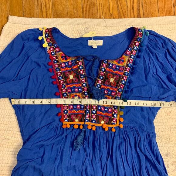 NWT BOHO GYPSY BANJARA EMBROIDERED PEASANT DRESS S - Picture 10 of 13